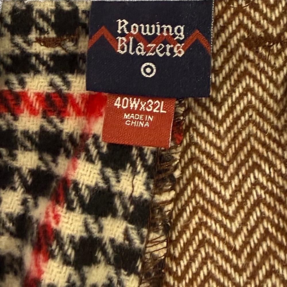 Rowing Blazers x Target Mens Patchwork Suit XL Herringbone Plaid Brown Red 2pc - Picture 9 of 15